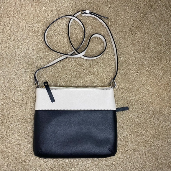 Kate Spade Black Ivory Saffiano Leather Crossbody Bag - Picture 3 of 4
